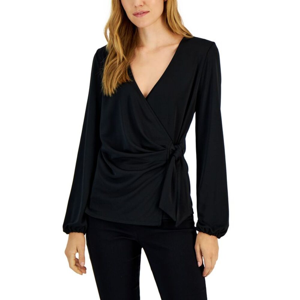 Alfani Womens Surplice Wrap Top